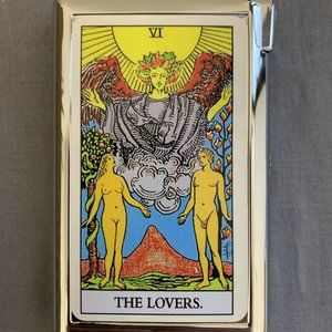 Cool Lovers Tarot Card Cigarette Case With Built In Butane Lighter